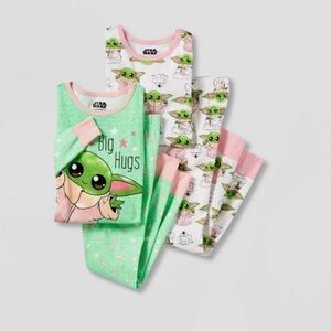 Star Wars Girls 4pc Baby Yoda Mandalorian Long Sleeve Pajamas Sleep Set 4